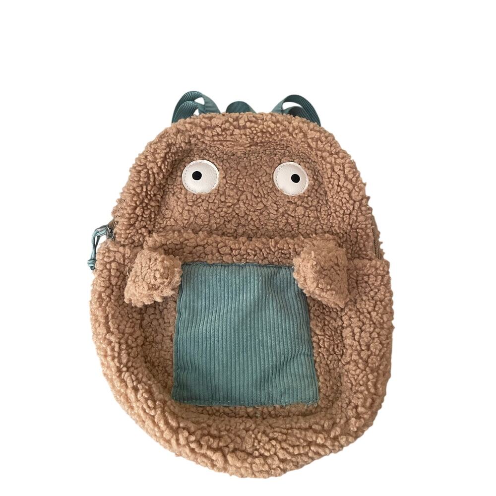 New Monster by Target Kids Unisex Fuzzy Fleece Brown Blue Backpack